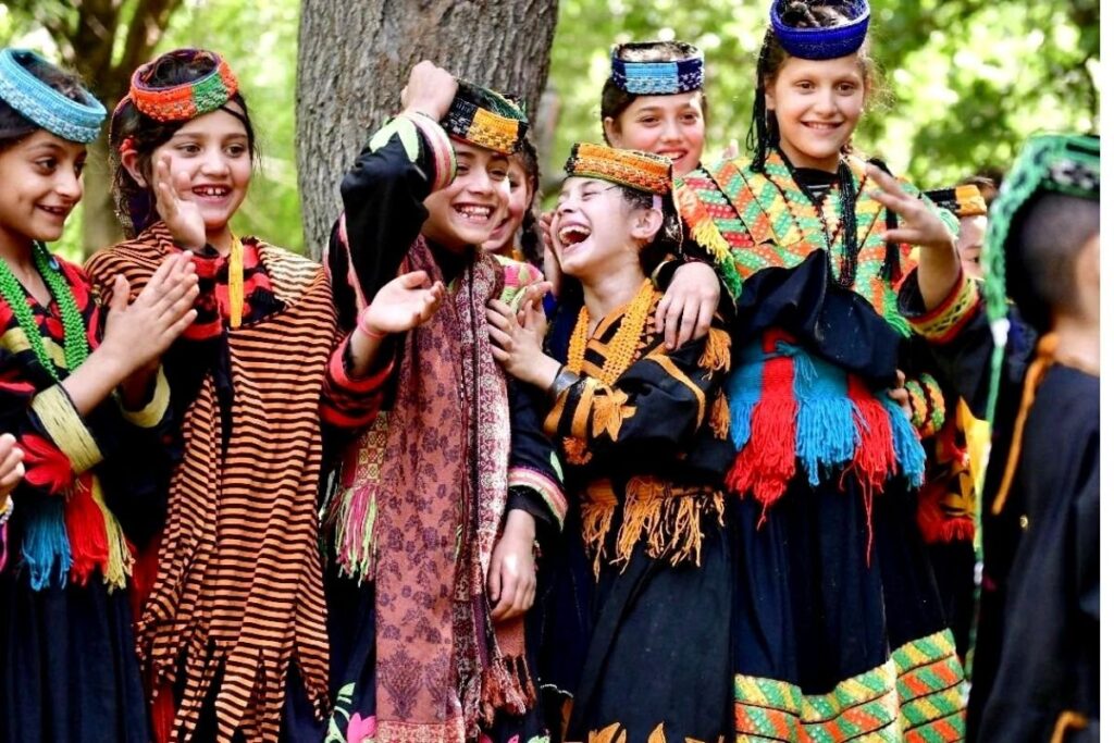 Kalash women taking part in a community celebration