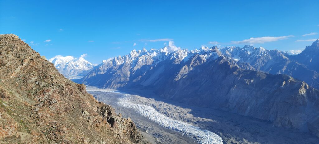 Mountain slopes and glacier landscape in upper Hunza