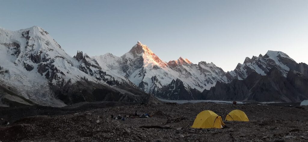 Expedition tents beside the Baltoro Glacier
