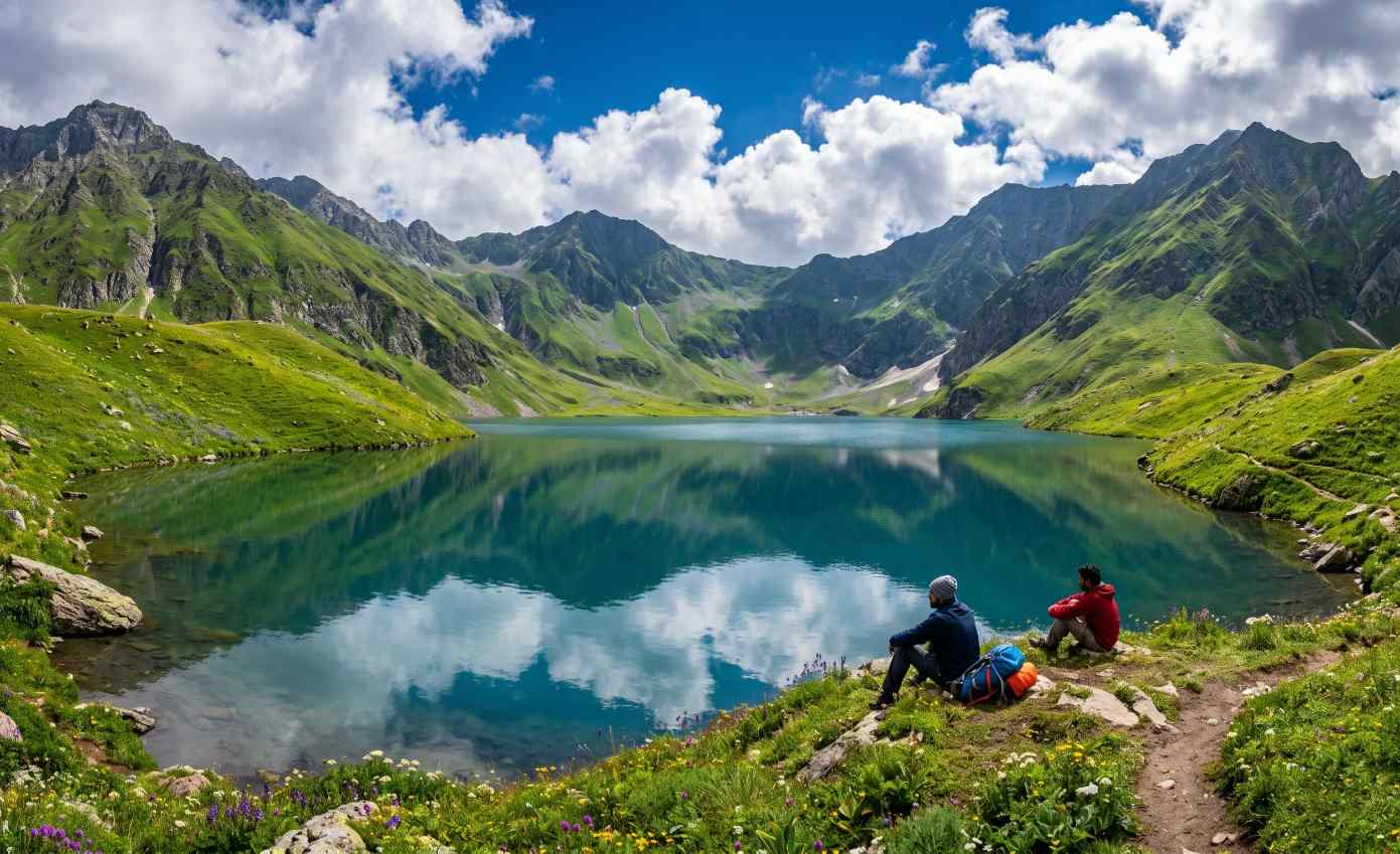 Ratti Gali Lake Kashmir Pakistan turquoise high altitude lake surrounded by lush green mountains