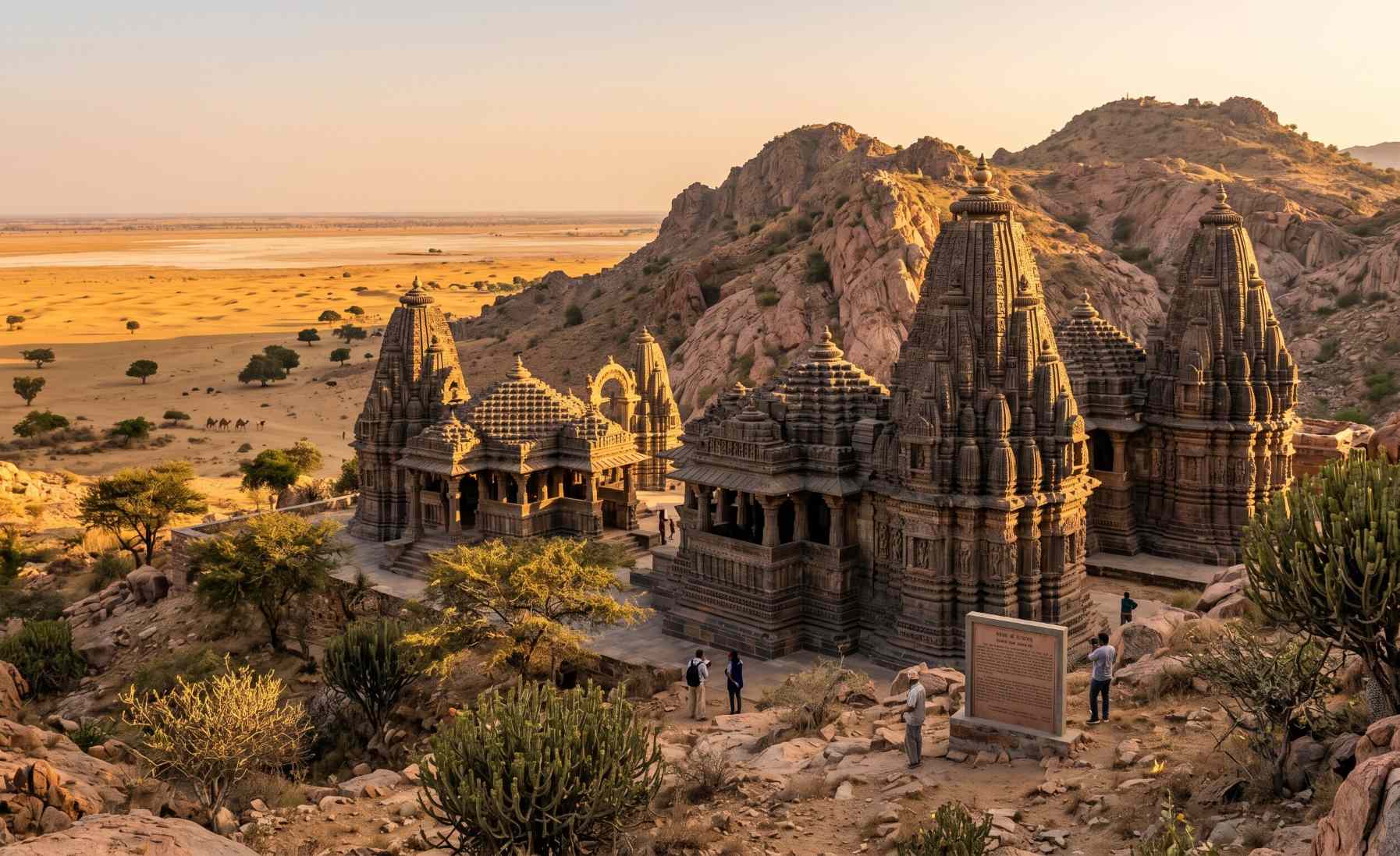 The ancient Jain temples of Nagarparkar in the Karunjhar Hills at the edge of the Thar Desert Sindh Pakistan carved from dark granite