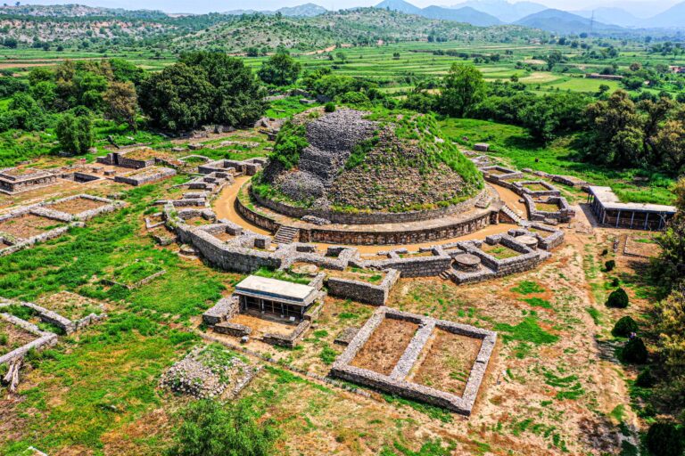 Dharmarajika Stupa and surrounding Buddhist ruins at Taxila, Pakistan