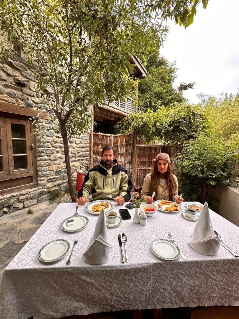 Crossroads Adventure guests sharing a meal during a private journey in Pakistan
